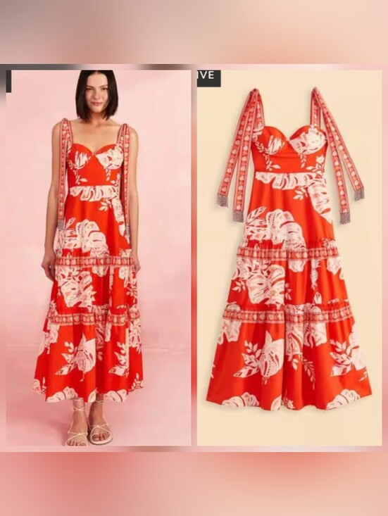 FARM Rio Dresses & Skirts - Farm Rio Lace Monstera Red Mididress